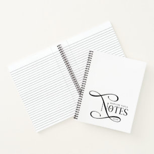 Modern Elegant Notes Personalized Black White  Notebook