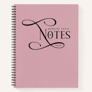 Modern Elegant Notes Personalized Dusty Rose Notebook