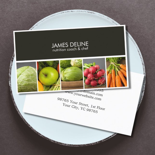 Modern Elegant Nutritionist Chef Business Card (Creator Uploaded)
