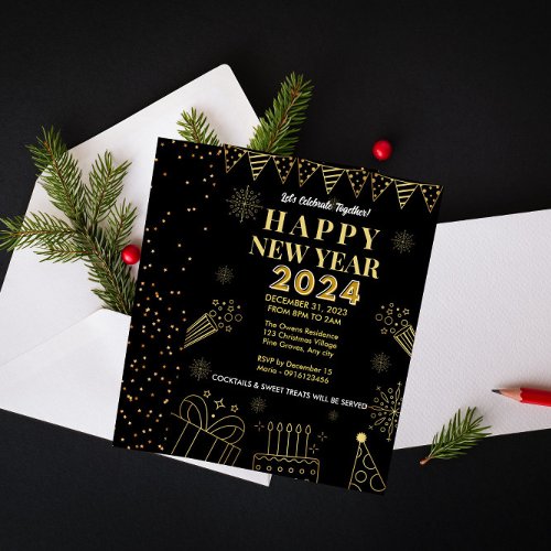 Modern  Elegant NYE Celebration  Invitation