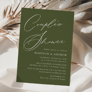 Modern Elegant Olive Green Couple's Shower Invitation