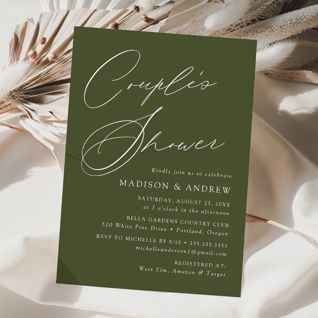 Modern Elegant Olive Green Couple's Shower Invitation (Creator Uploaded)