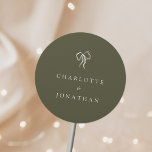 Modern Elegant Olive Green Wedding Classic Round Sticker<br><div class="desc">Modern Elegant Olive Green Wedding Classic Round Sticker</div>