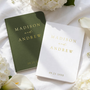 Modern Elegant Olive Green Wedding Foil Vow Books