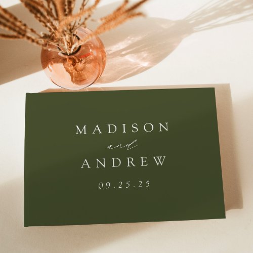 Modern Elegant Olive Green Wedding Guest Book