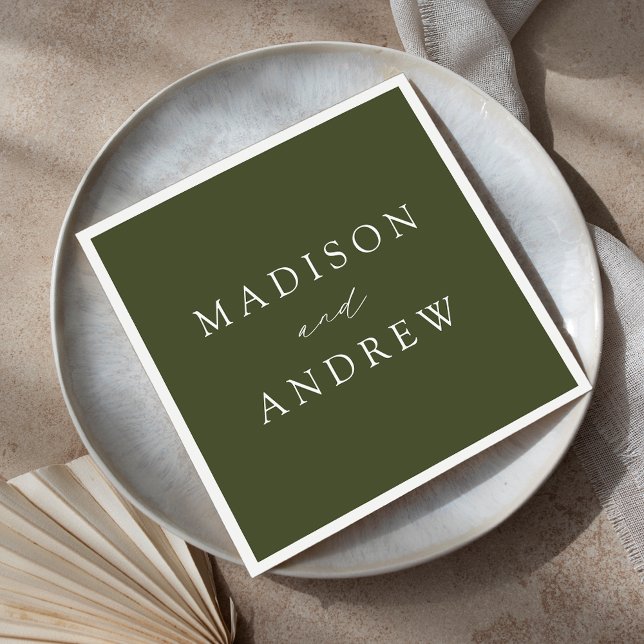Modern Elegant Olive Green Wedding Napkins (Creator Uploaded)