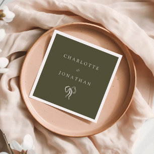Modern Elegant Olive Green Wedding Napkins