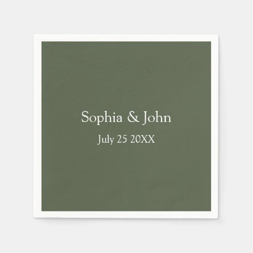 Modern Elegant Olive Green Wedding Paper Napkin