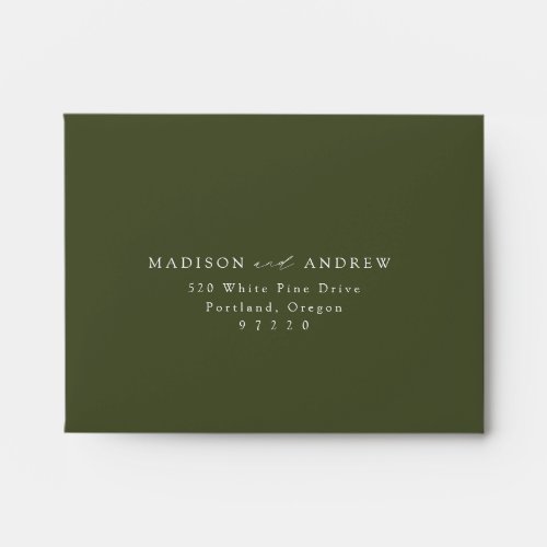 Modern Elegant Olive Green Wedding RSVP Envelope