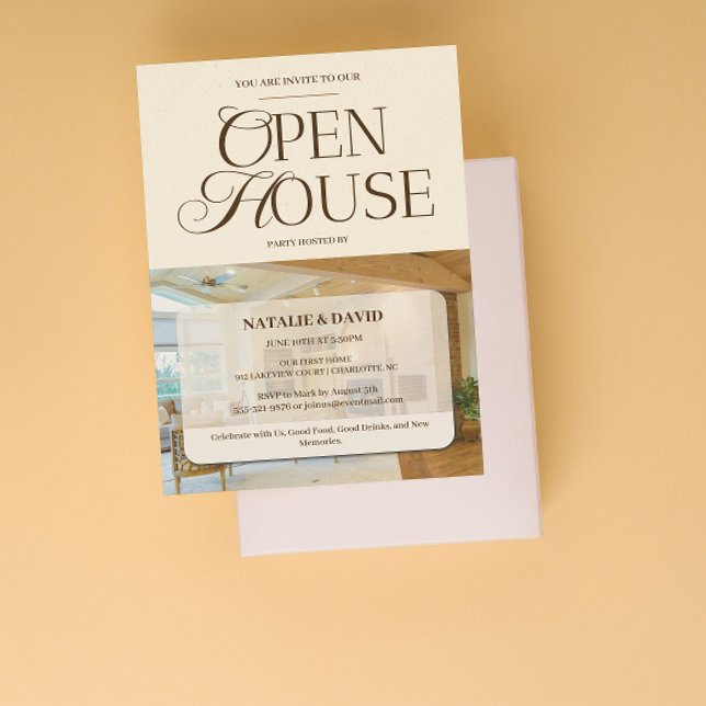 Modern Elegant Open House Photo Logo Business Invitation (Modern Elegant Open House Photo Logo Business Invitation Businesses & Realtors – for seasonal office)