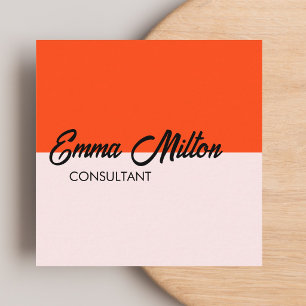 Modern Elegant Orange Rose Bold Consultant Square Business Card