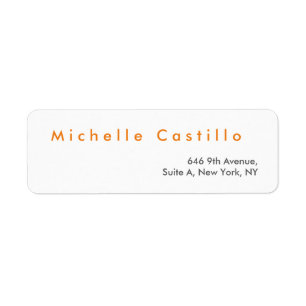 Modern Elegant Orange White Minimalist Plain Label