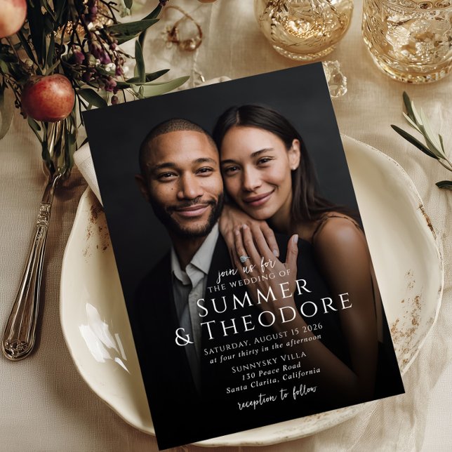 Modern Elegant Overlay Wedding Photo Invitation (Creator Uploaded)