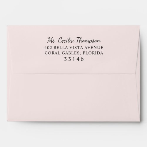 Modern Elegant Pale Pink and Black Wedding Envelope