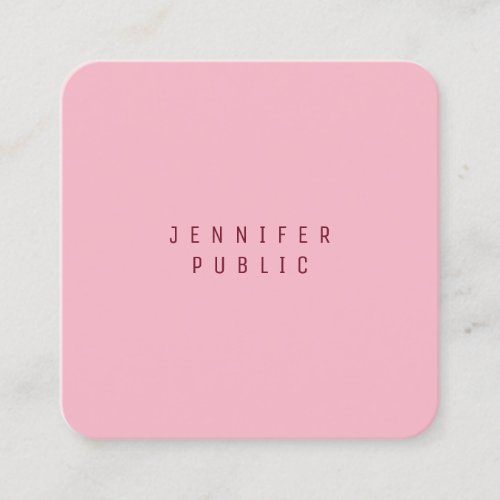 Modern Elegant Pale Pink Minimalist Luxe Template Square Business Card