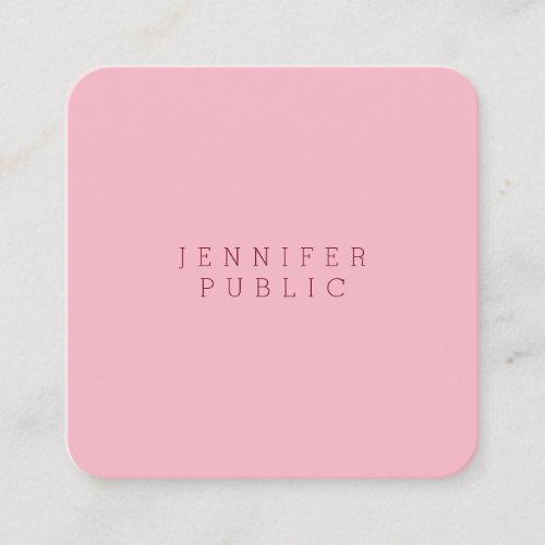 Modern Elegant Pale Pink Minimalist Luxury Plain Square Business Card