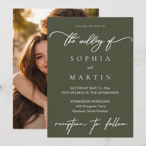 Modern Elegant Pale Taupe Photo Wedding Invitation