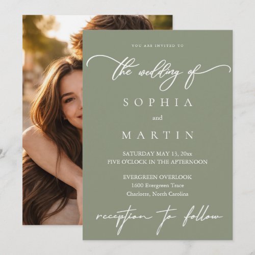 Modern Elegant Pale Taupe Photo Wedding Invitation
