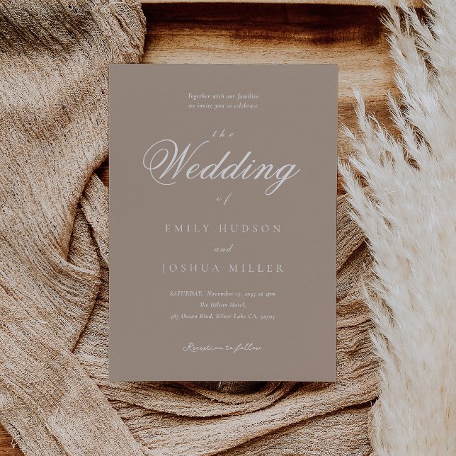 Modern Elegant Pale Taupe Wedding Invitation (Creator Uploaded)