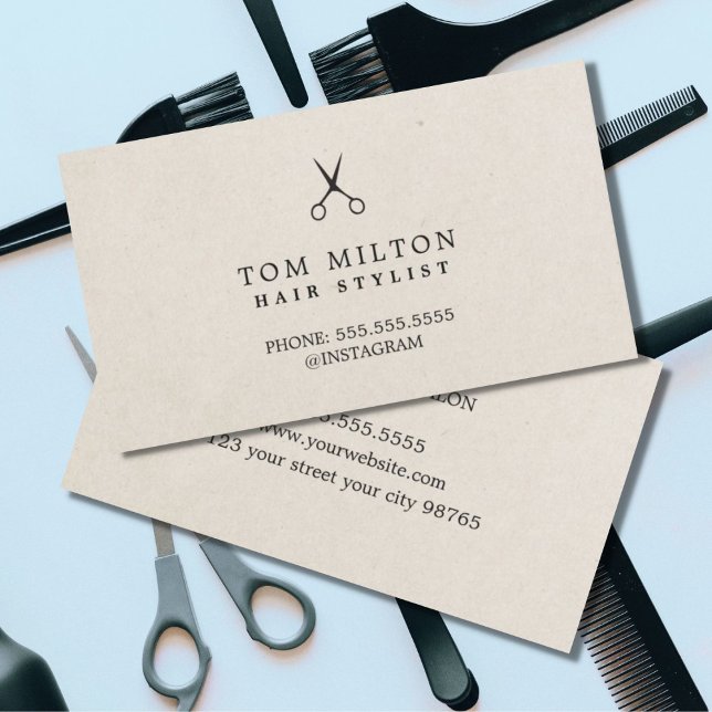 Modern Elegant Paper Texture Scissors Hairdresser Business Card (Creator Uploaded)