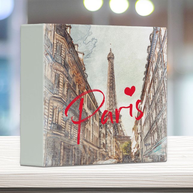 Modern Elegant Paris Eiffel Tower 3 Ring Binder (Creator Uploaded)