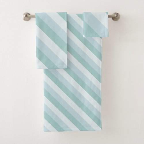 Modern Elegant Pastel Blue Striped Template Bath Towel Set