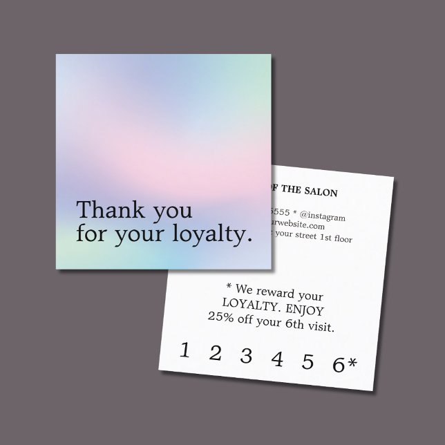 Modern Elegant Pastel Colors Bold Beauty Loyalty Card (Creator Uploaded)