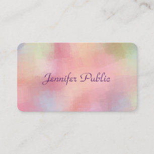 Modern Elegant Pastel Colors Handwritten Script Business Card