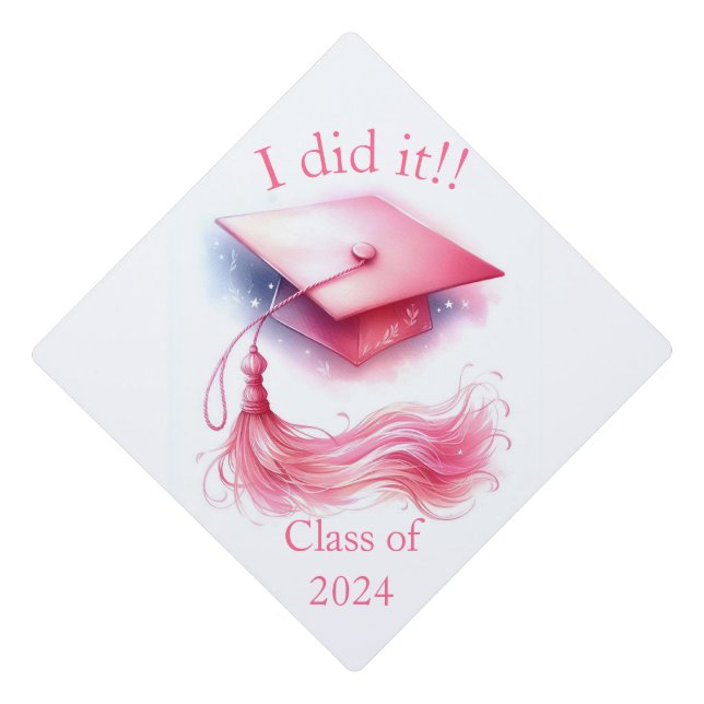 Modern Elegant Pastel Graduation Cap (Front)
