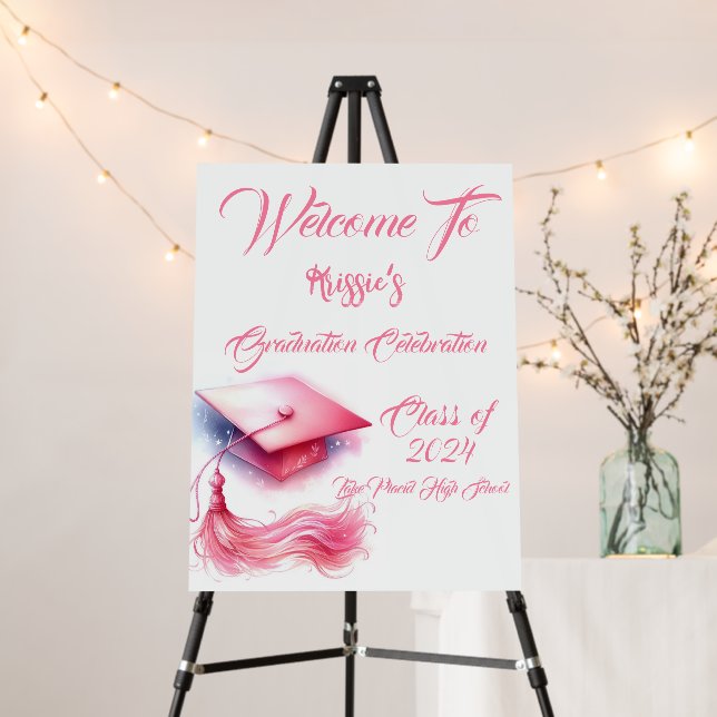 Modern Elegant Pastel Graduation Cap Foam Board (In Situ (Stand))