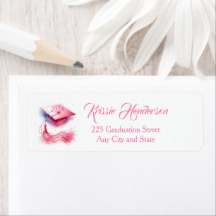 Modern Elegant Pastel Graduation Cap Label