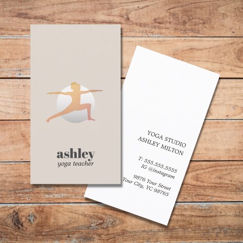 Modern Elegant Pastel Icon Yoga Teacher Business Card