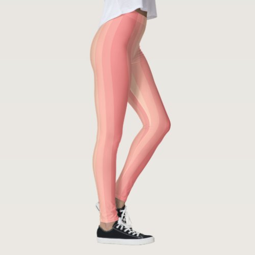 Modern Elegant Pastel Peach Color Striped Template Leggings