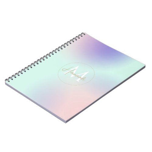 Modern Elegant Pastel Pink Mint Purple Gradient Notebook