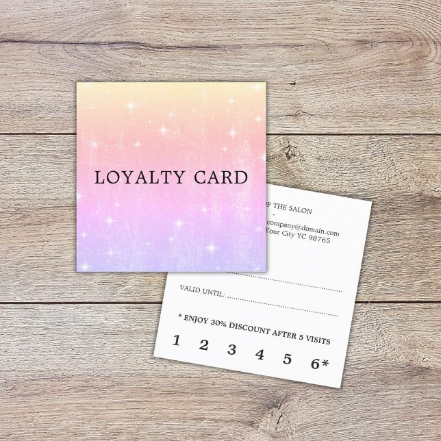 Modern Elegant Pastel PInk Purple Shine Loyalty Card (Creator Uploaded)
