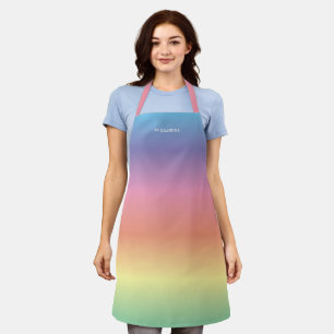 Modern Elegant Pastel Rainbow Ombre Apron