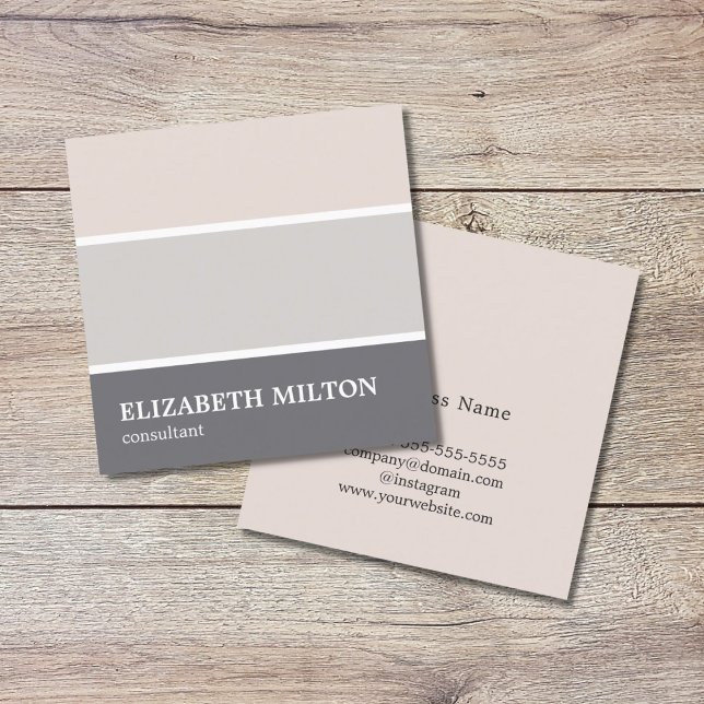 Modern Elegant Pastel Stripes Consultant Square Business Card (Creator Uploaded)