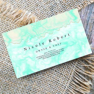 modern elegant Patisserie cream Chef green marble Business Card