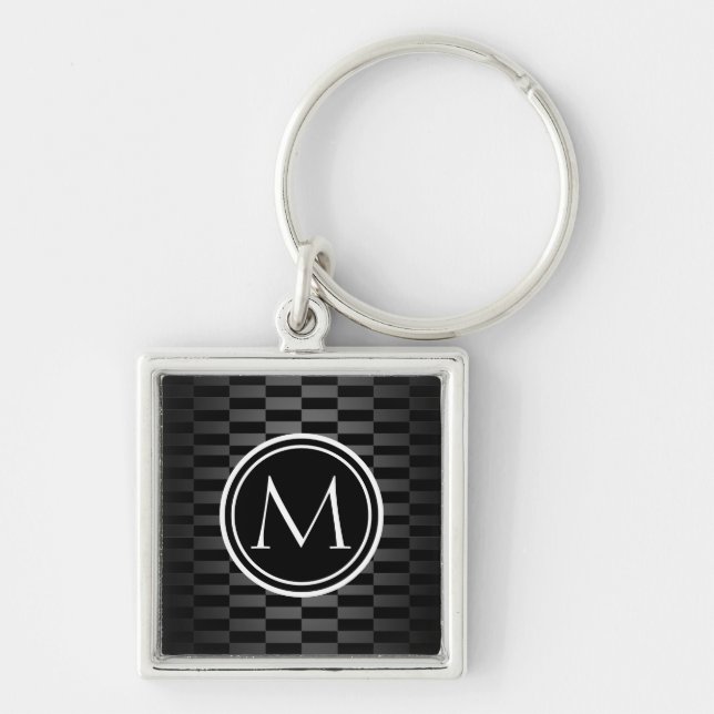 Modern Elegant Pattern and Monogram Keychain (Front)