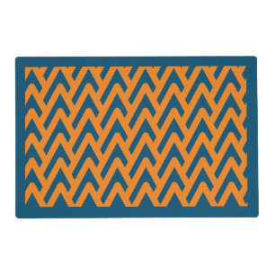 Modern elegant pattern geometric orange navy blue placemat