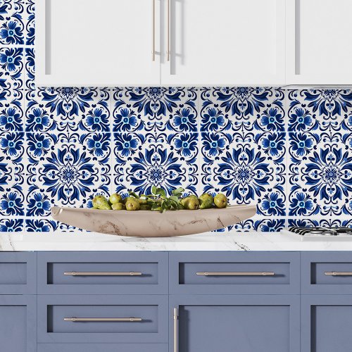 Modern Elegant Pattern Spanish Azulejo Decor Blue Ceramic Tile
