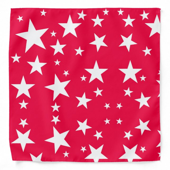 Modern Elegant Pattern White Stars Red Template Bandana (Front)