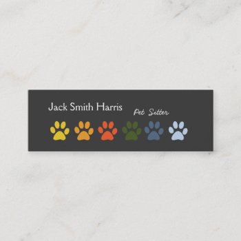 Modern Elegant Paws Pet Sitter Veterinarian Mini Business Card by 911business at Zazzle