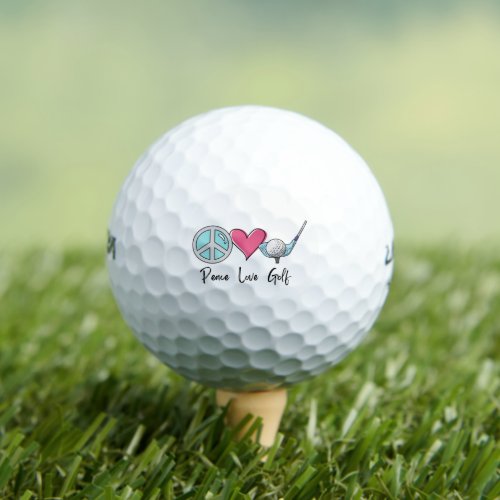 Modern Elegant Peace Love Golf Woman Golfer  Golf Balls