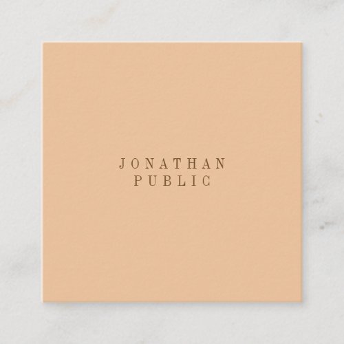 Modern Elegant Peach Color Simple Luxury Template Square Business Card
