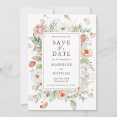 Modern Elegant Peach Floral Save the Date (Front)