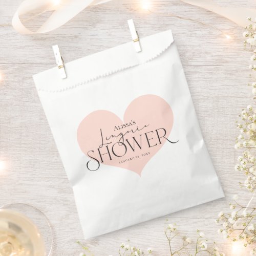 Modern Elegant Peach White Heart Lingerie Shower  Favor Bag