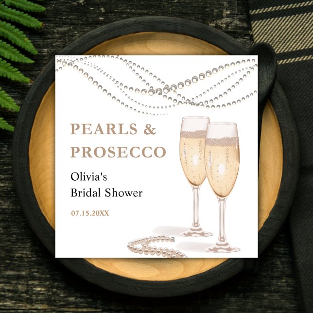 Modern Elegant Pearls & Prosecco Bridal Shower Napkins (Modern Elegant Pearls & Prosecco Bridal Shower Napkins )