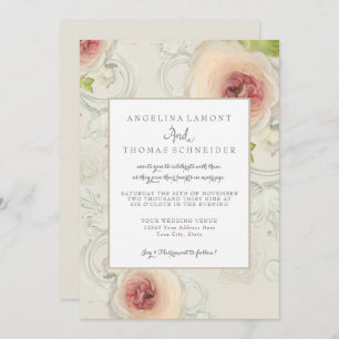 Modern Elegant Peony Watercolor Flower Floral Art Invitation