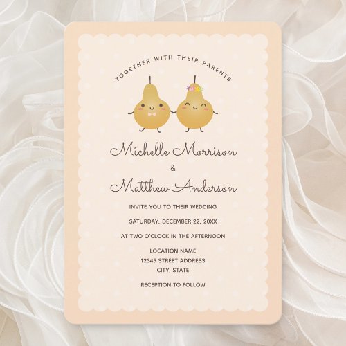 Modern Elegant Perfect Pear Cute Whimsical Wedding Invitation